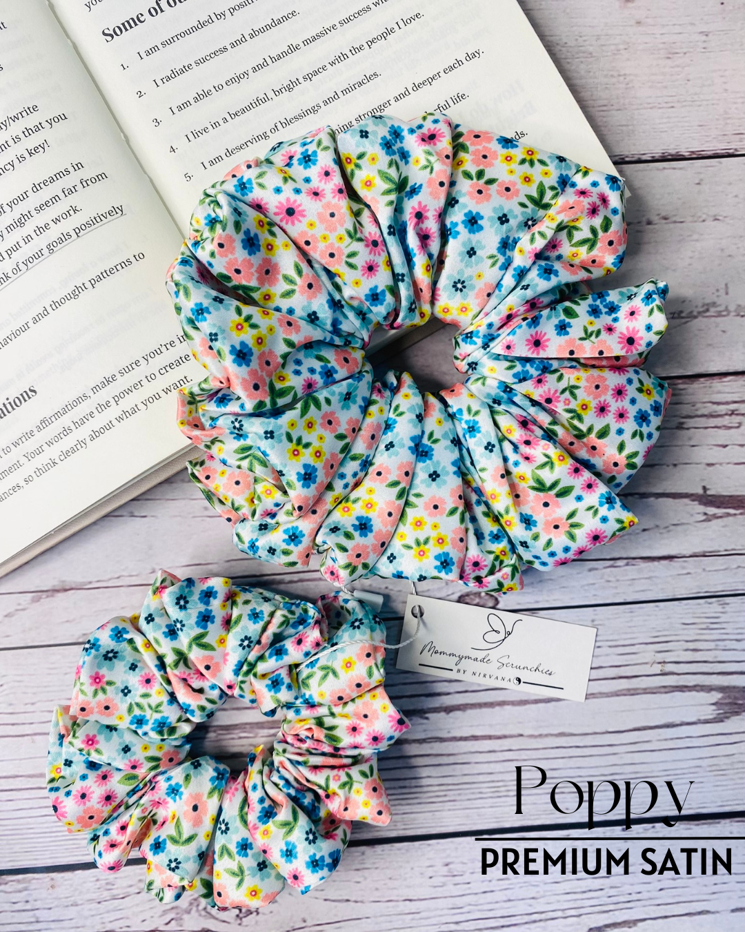 POPPY PREMIUM PRINTED SATIN SCRUNCHIE