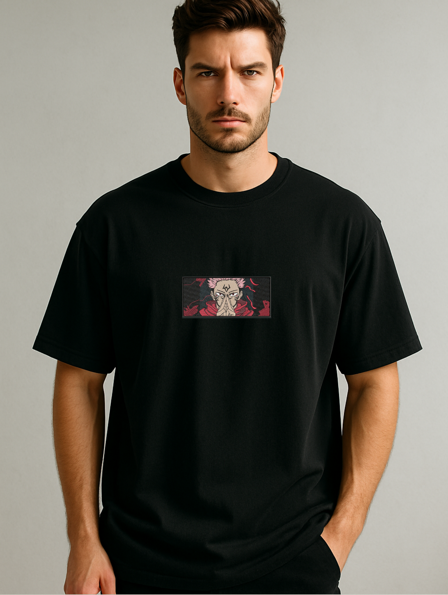 YUJI ITADORI EMBROIDERED OVERSIZED UNISEX TSHIRT