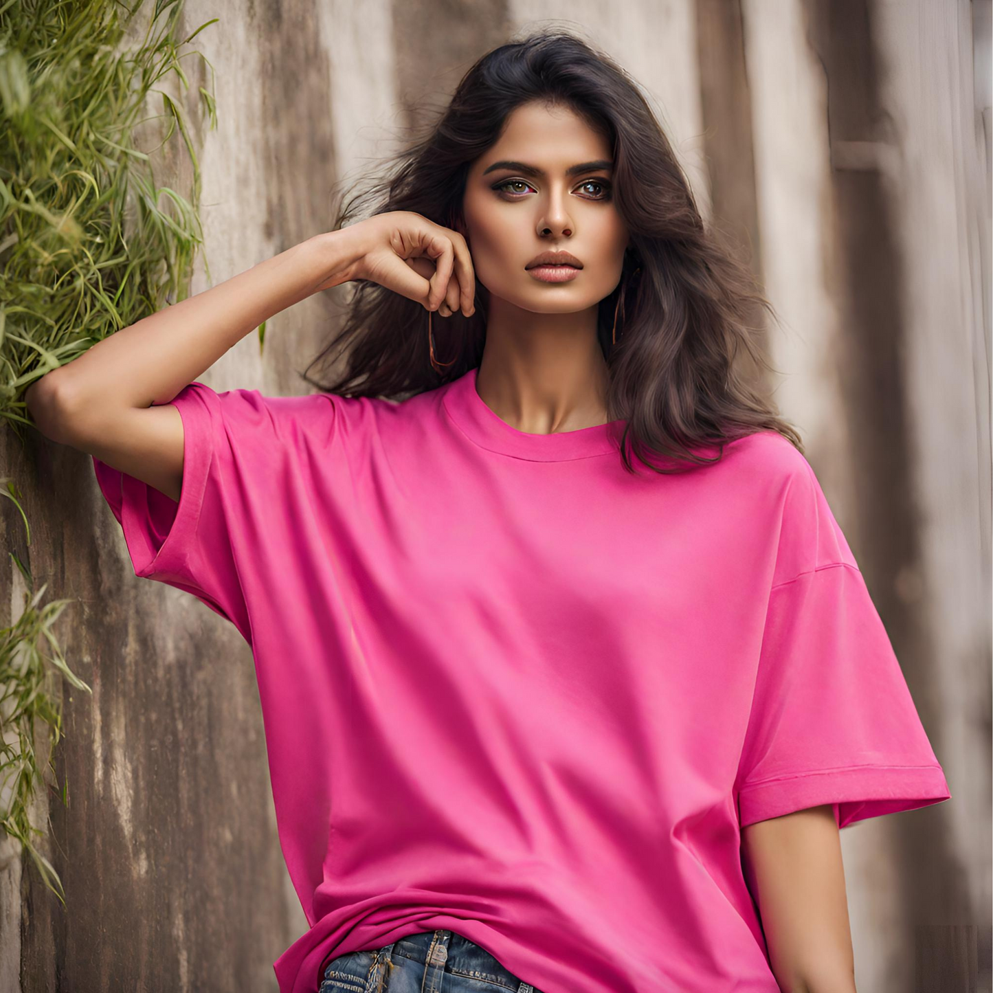 FUSCHIA  - SOLID OVERSIZED TSHIRT