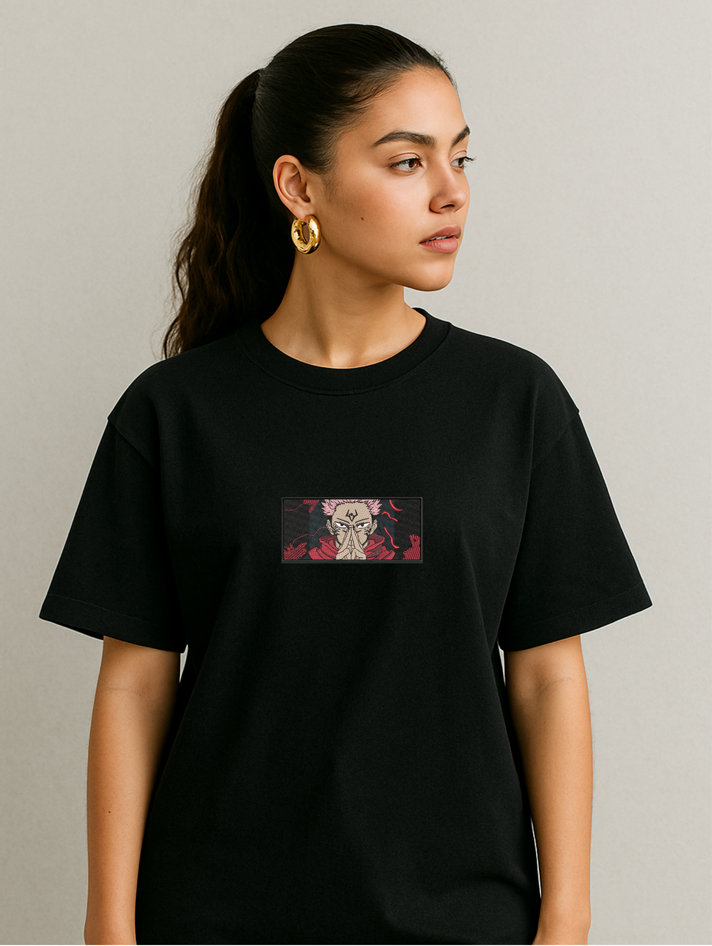 YUJI ITADORI EMBROIDERED OVERSIZED UNISEX TSHIRT