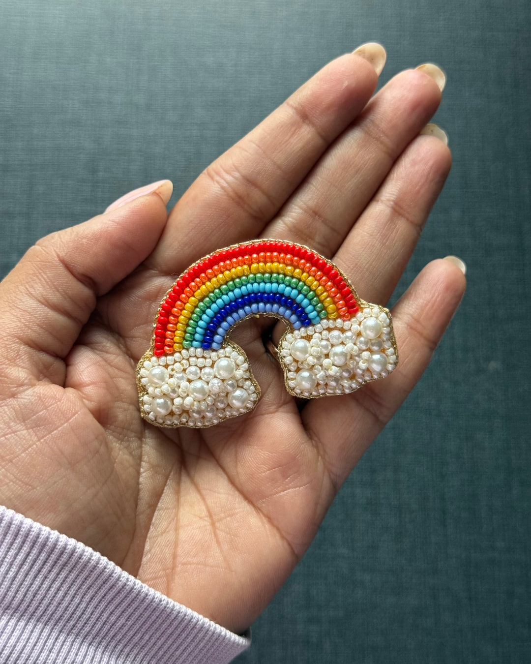 Rainbow Beaded Brooch