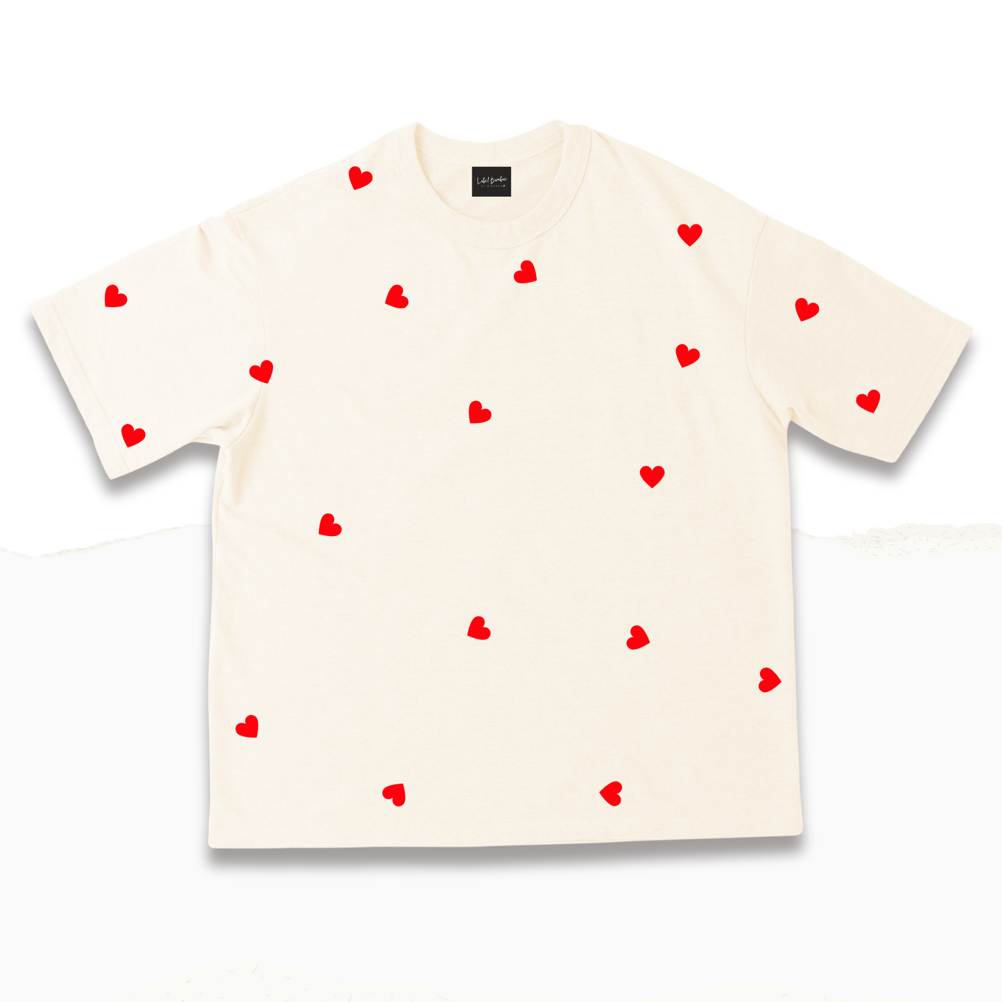 HEART ANTIQUE WHITE OVERSIZED TSHIRT