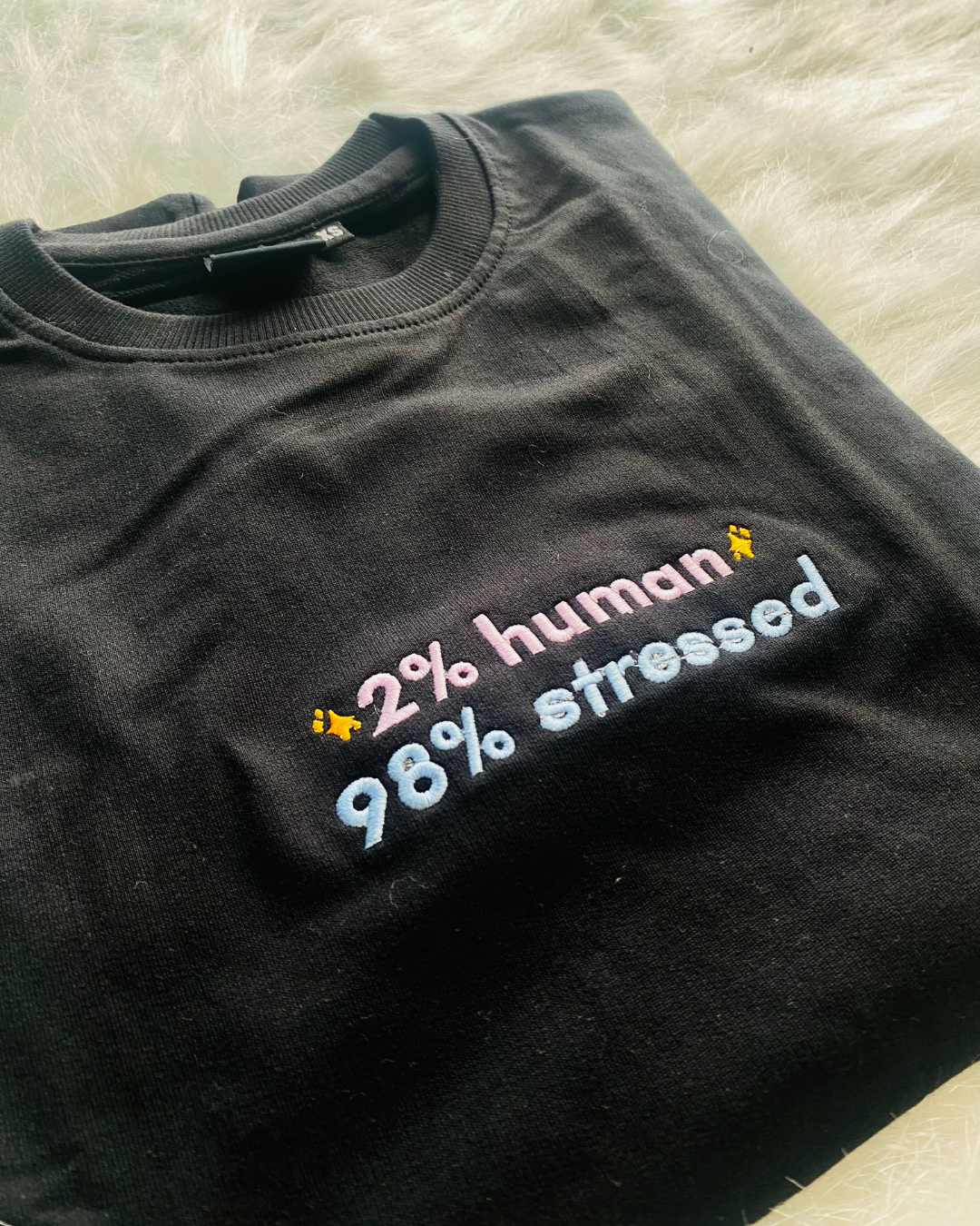 2% HUMAN EMBROIDERED OVERSIZED TSHIRT IN BLACK