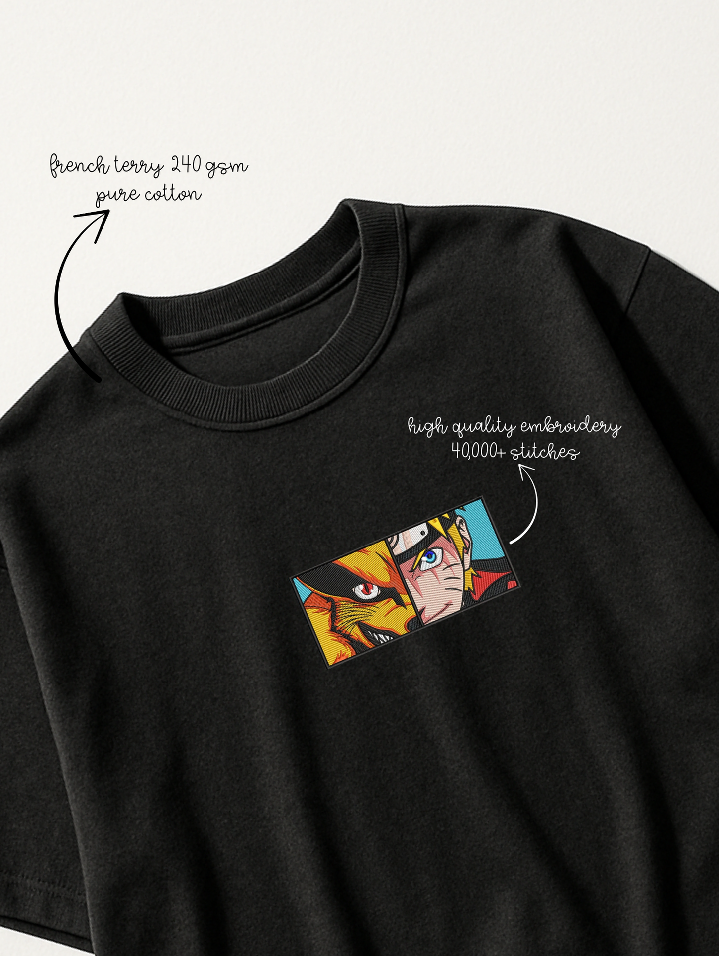 NARUTO EMBROIDERED OVERSIZED UNISEX TSHIRT