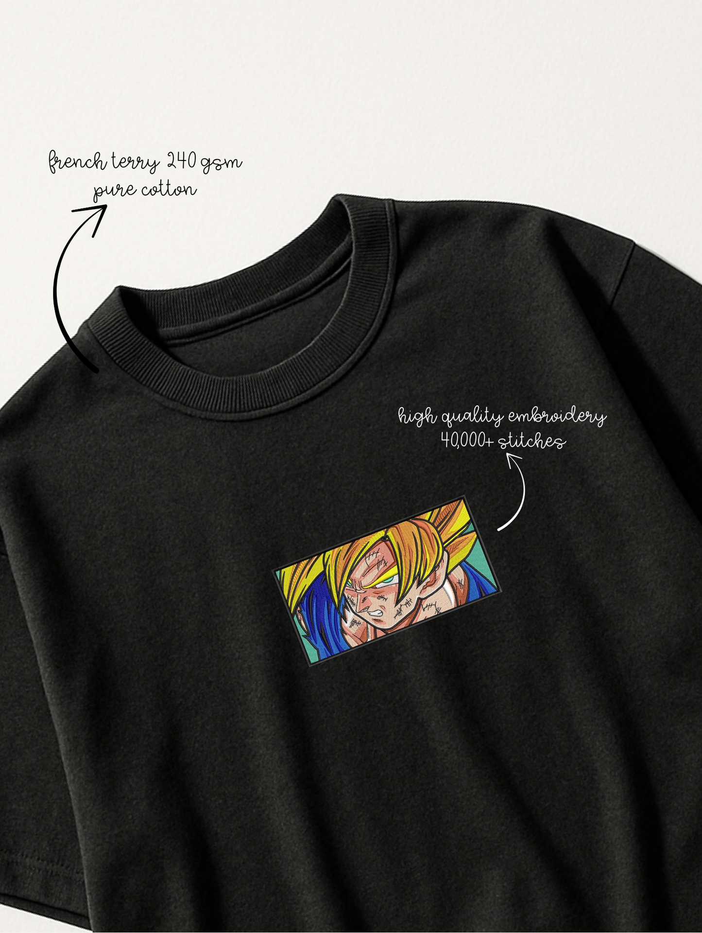 GOKU EMBROIDERED OVERSIZED UNISEX TSHIRT