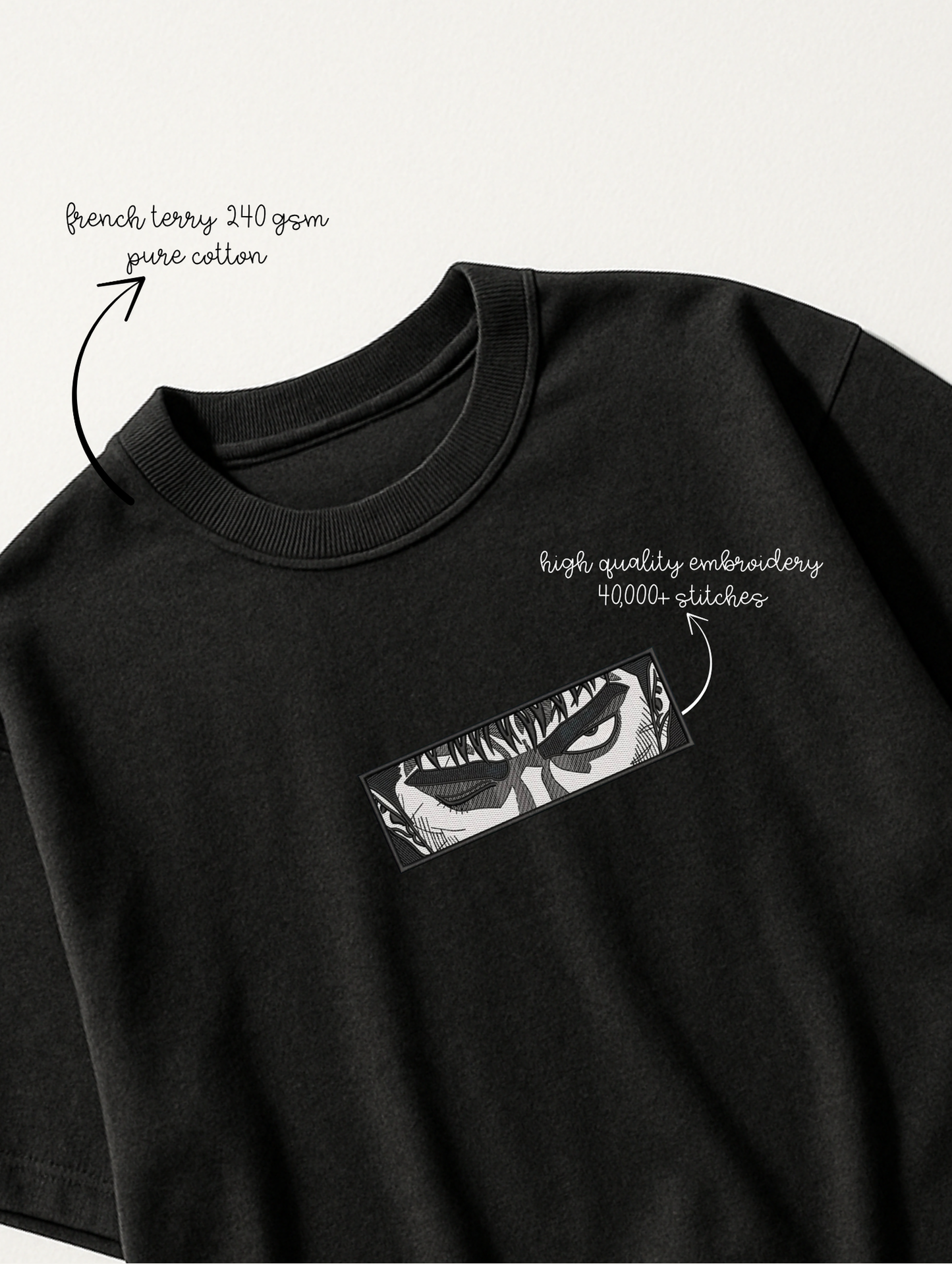 BERSERK EMBROIDERED OVERSIZED UNISEX TSHIRT