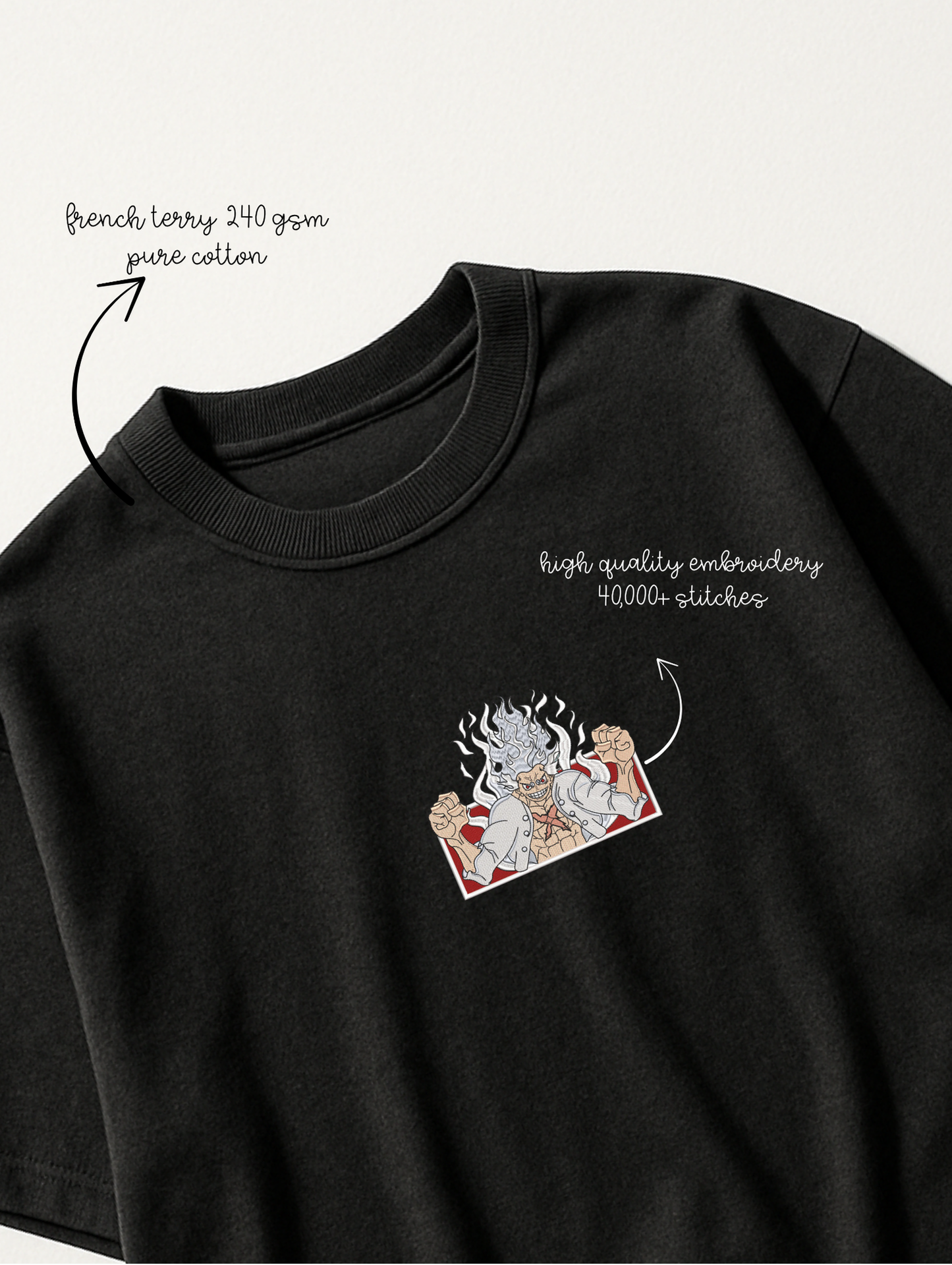 LUFFY EMBROIDERED OVERSIZED UNISEX TSHIRT