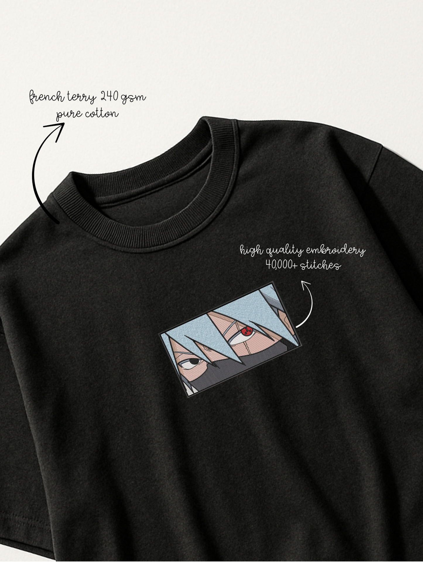 KAKASHI EMBROIDERED OVERSIZED UNISEX TSHIRT