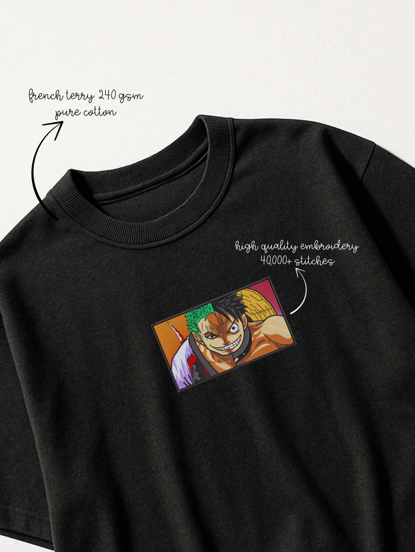 ZORO EMBROIDERED OVERSIZED UNISEX TSHIRT