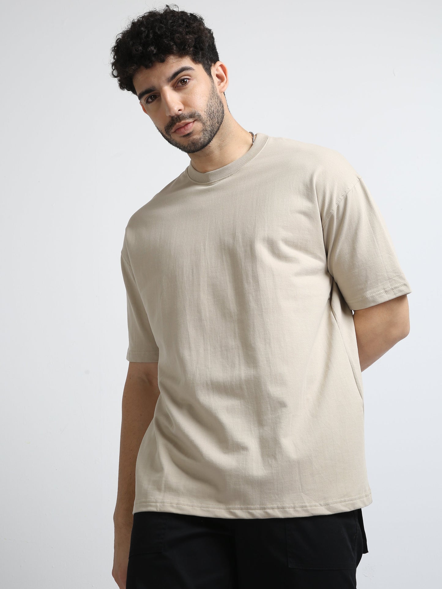 BEIGE - SOLID OVERSIZED TSHIRT