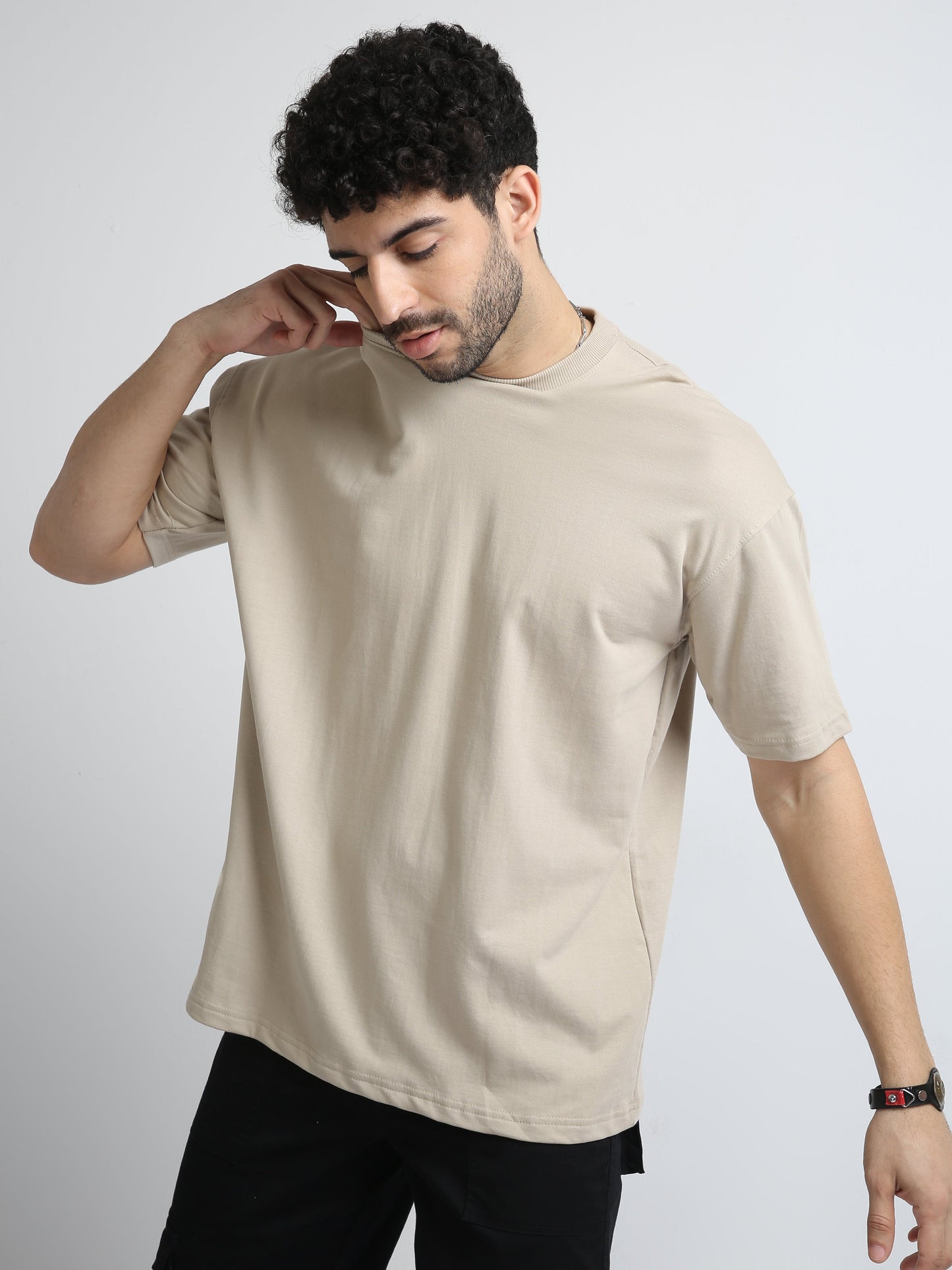 BEIGE - SOLID OVERSIZED TSHIRT
