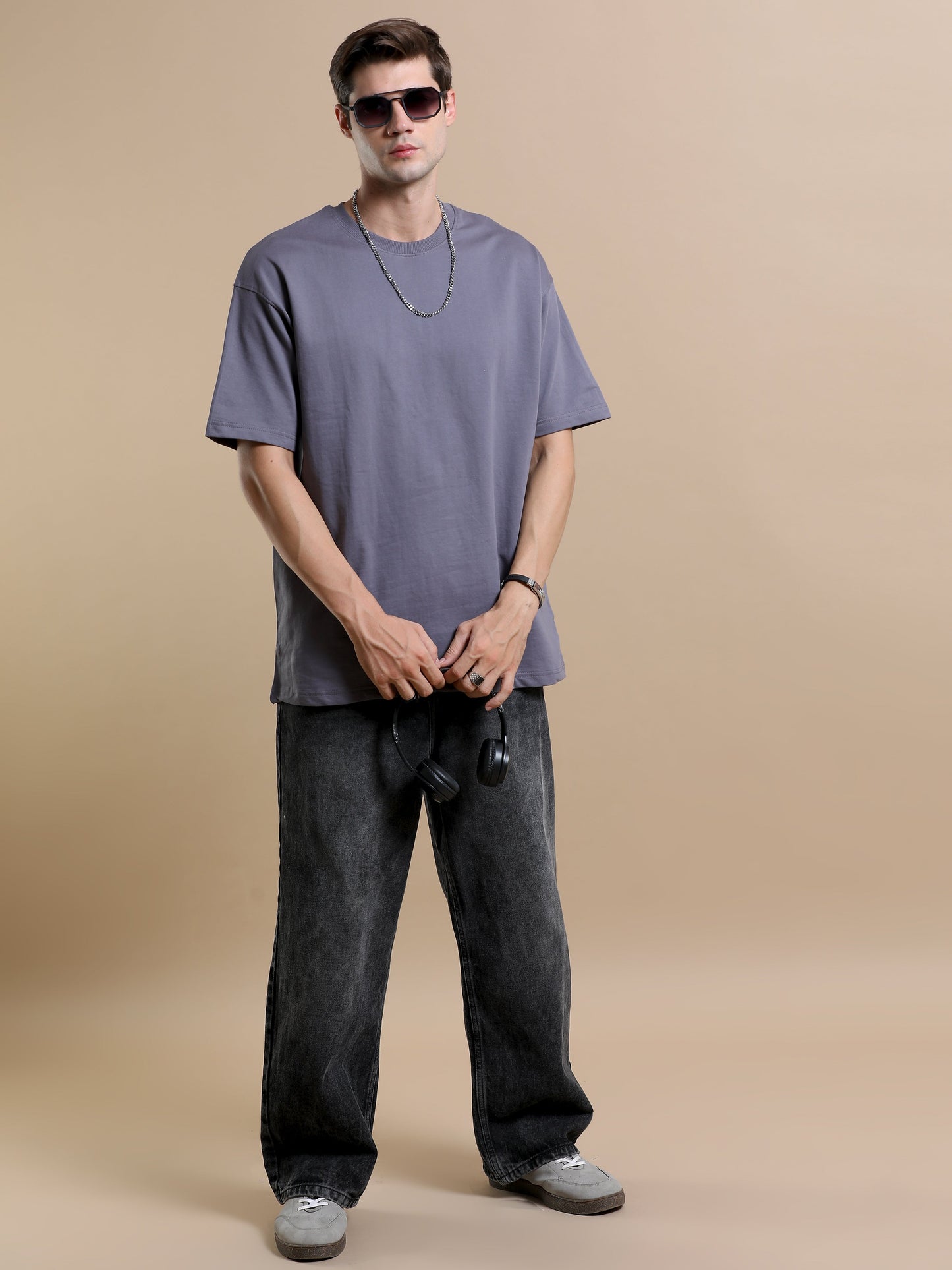 STEEL GREY  - SOLID OVERSIZED TSHIRT