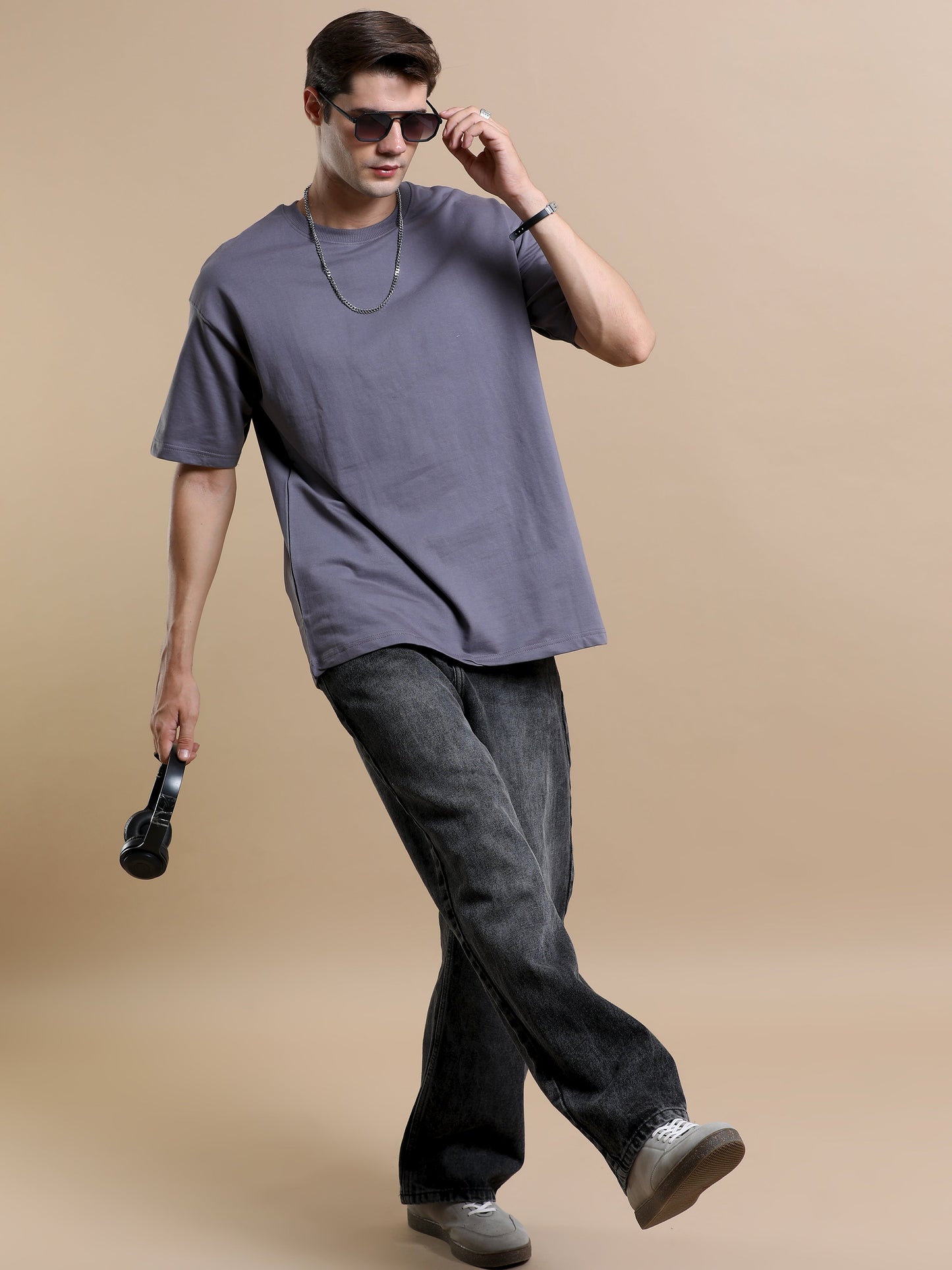STEEL GREY  - SOLID OVERSIZED TSHIRT