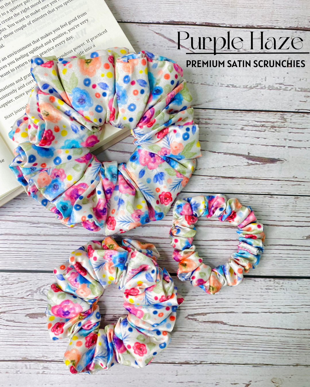 PURPLE HAZE  - PREMIUM SATIN HAIR SCRUNCHIE