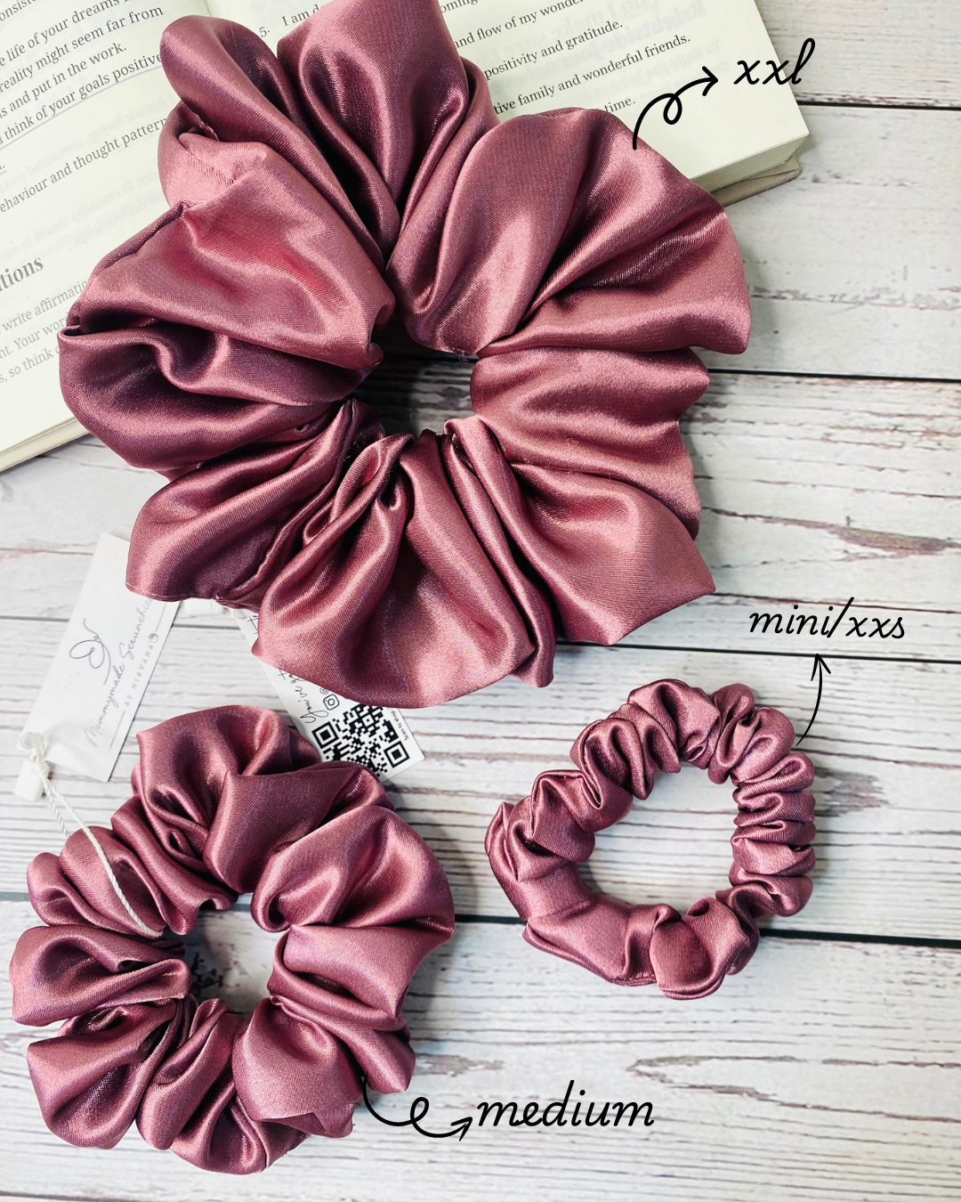 MAUVE SOLID PREMIUM SATIN SCRUNCHIES