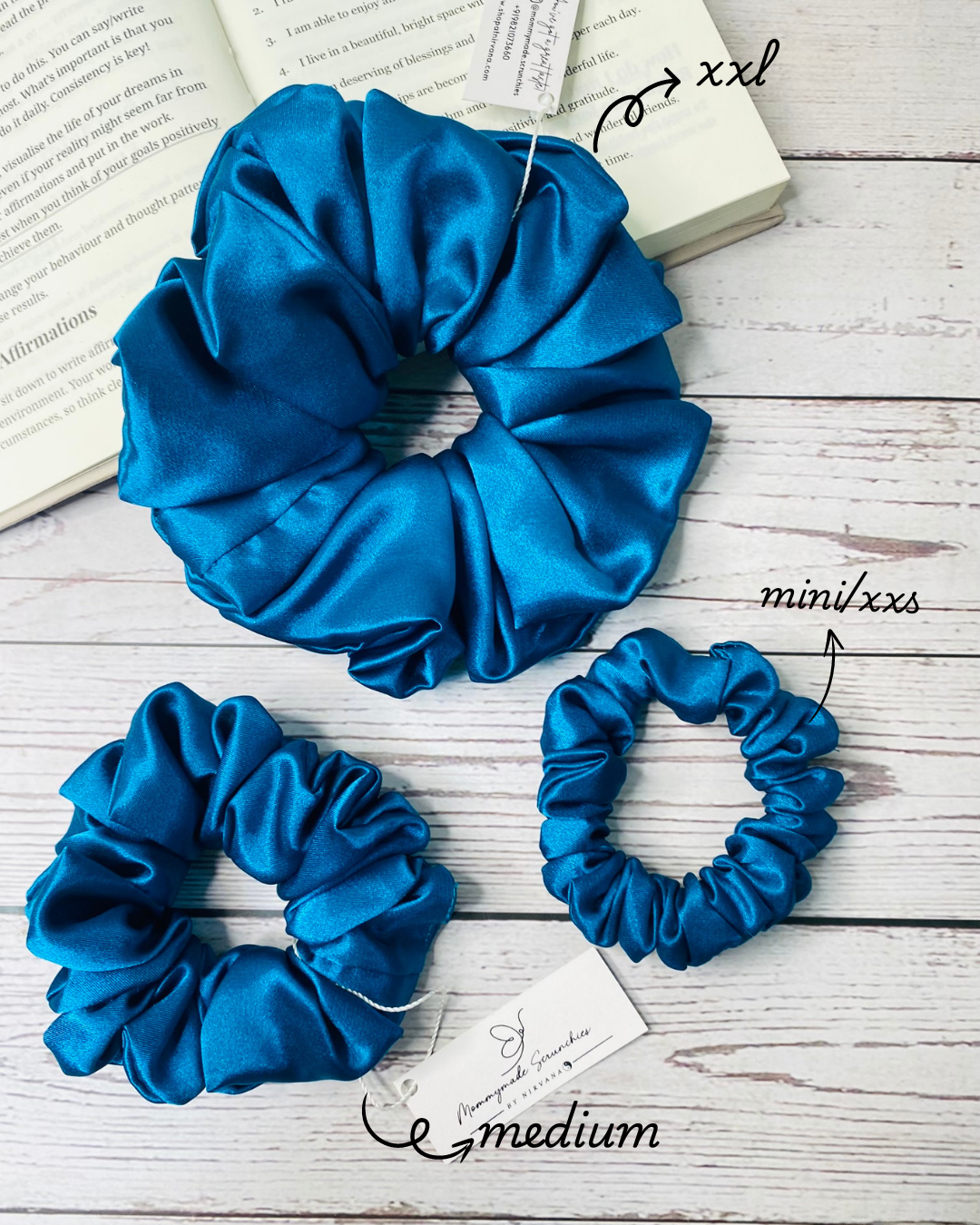 COBALT SOLID PREMIUM SATIN SCRUNCHIES