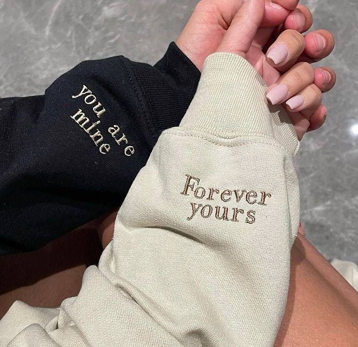 COUPLE EMBROIDERED SWEATSHIRT/ HOODIE - SLEEVE CUSTOM EMBROIDERY