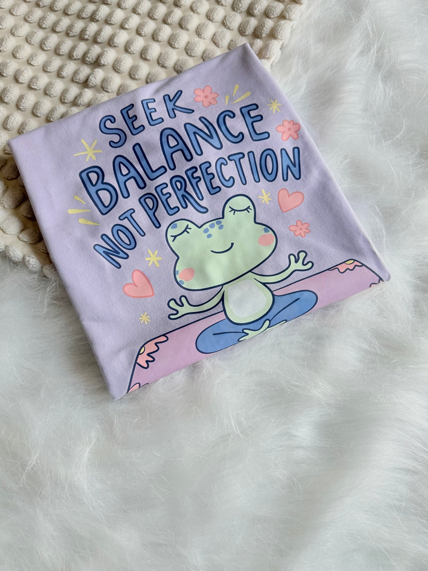 Seek Balance Not Perfection Oversized Lilac Tshirt