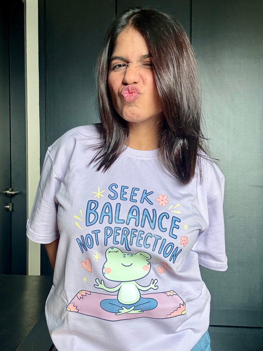 Seek Balance Not Perfection Oversized Lilac Tshirt