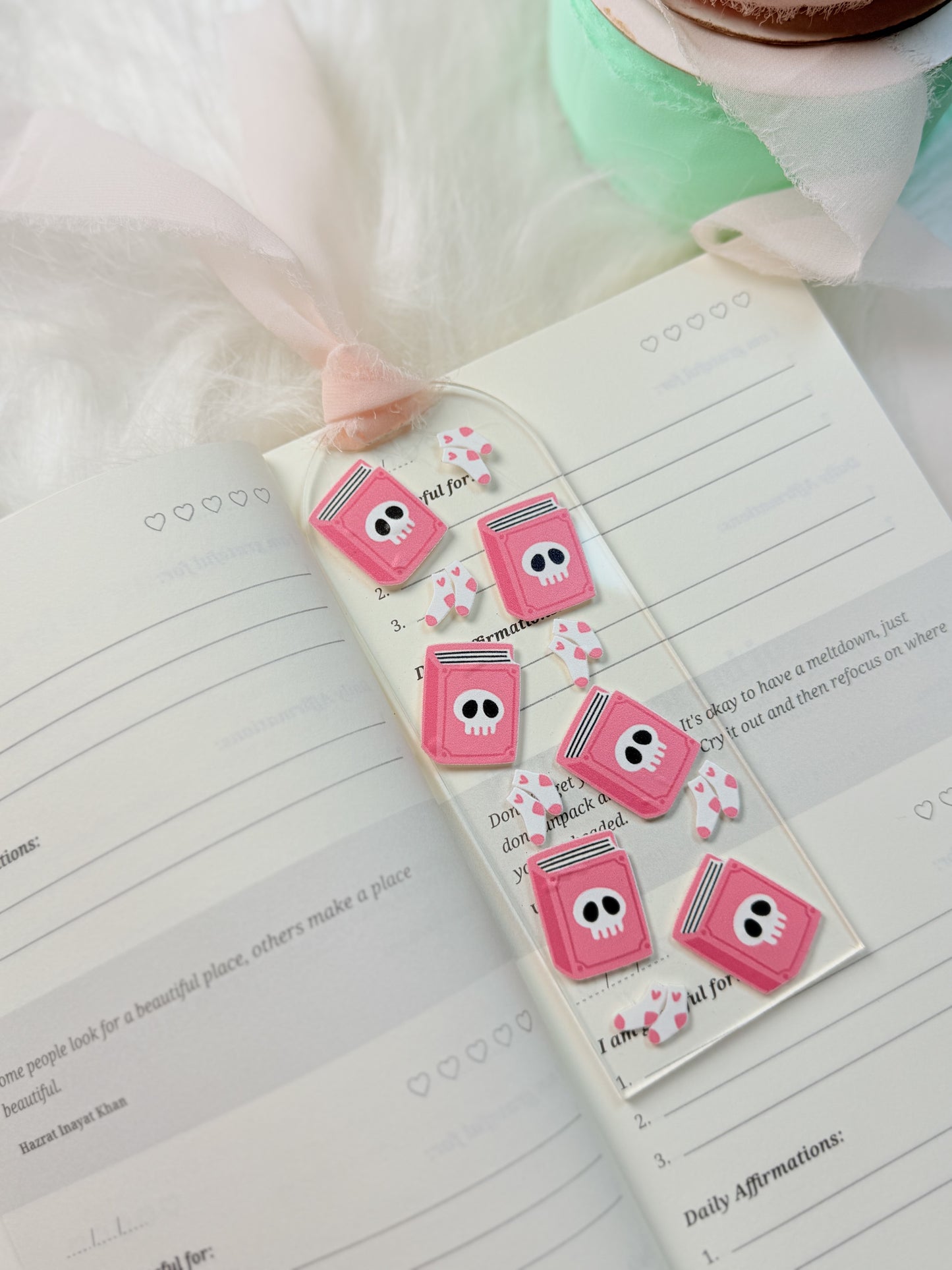 Skull & Books Acrylic Bookmark