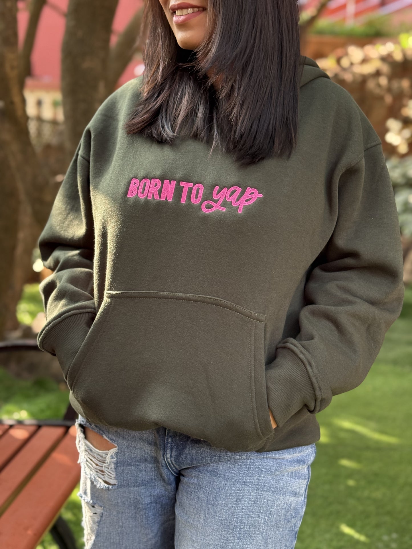 BORN TO YAP EMBROIDERED HOODIE/SWEATSHIRT