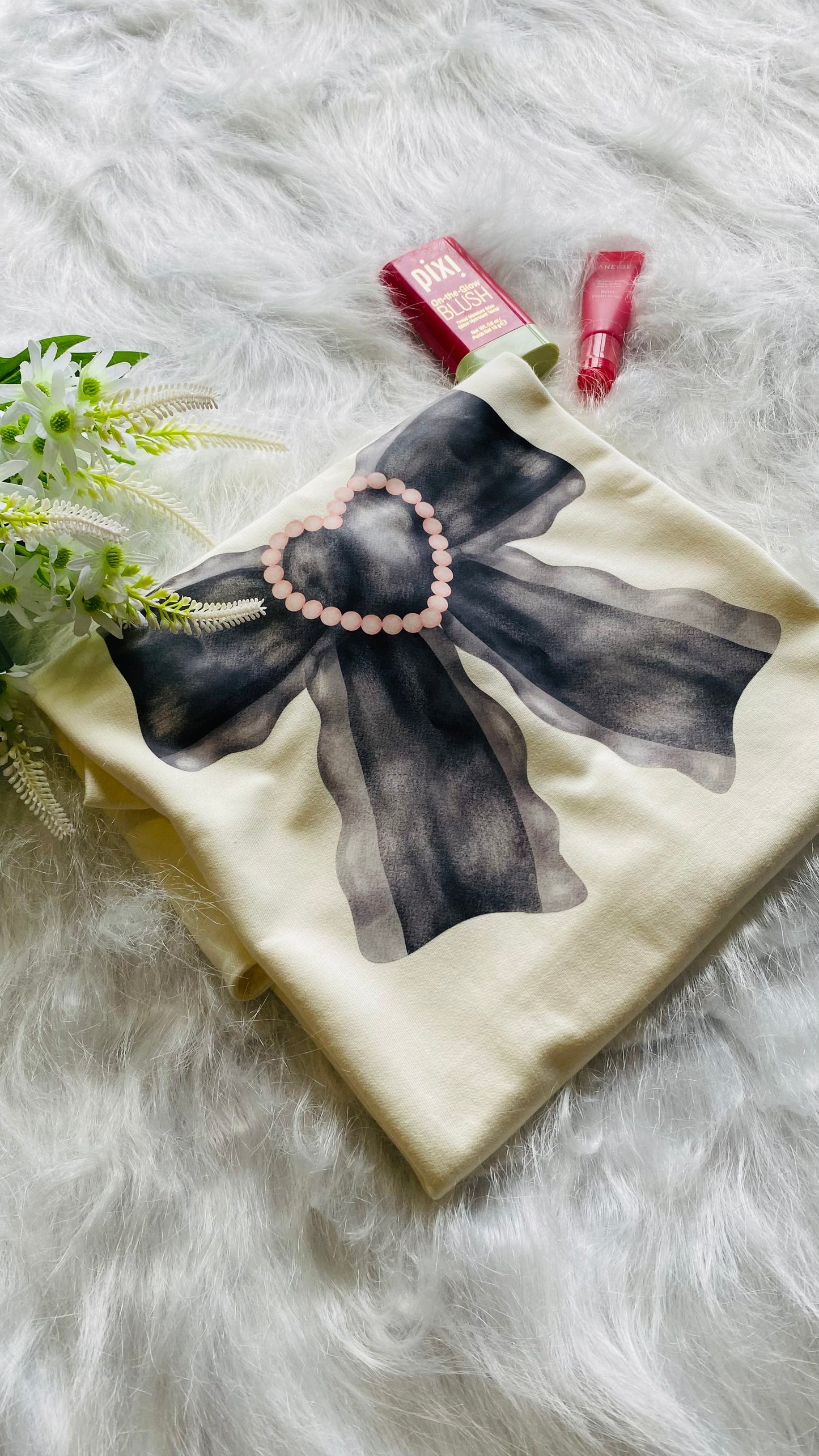 BOW OVERSIZED ANTIQUE WHITE TSHIRT