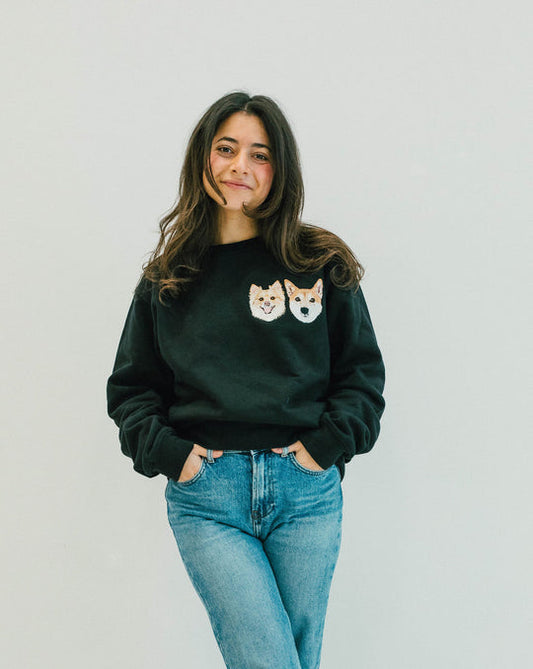 CUSTOM PET EMBROIDERY ON HOODIE/SWEATSHIRT (2 PET FACES)