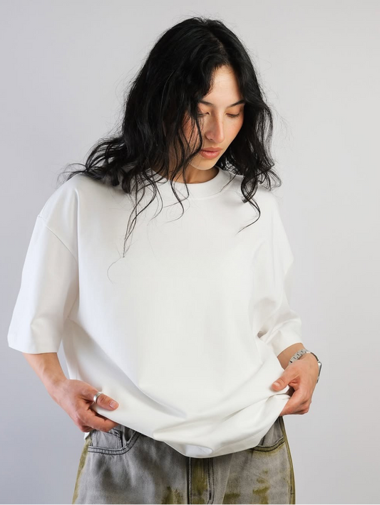 ANTIQUE WHITE  - SOLID OVERSIZED TSHIRT