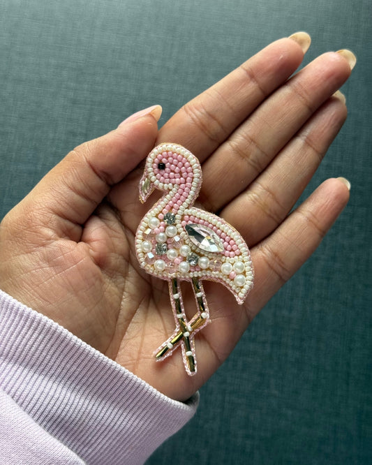 Flamingo Beaded Brooch