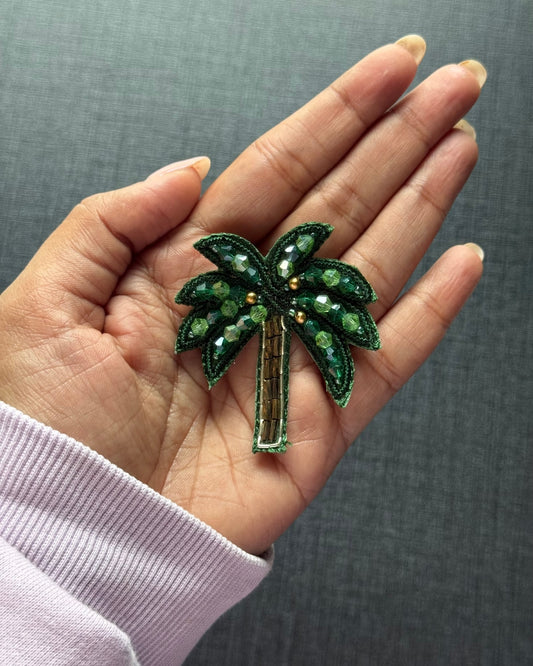 Palm Tree Beaded Brooch