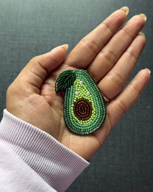 Avacado Beaded Brooch
