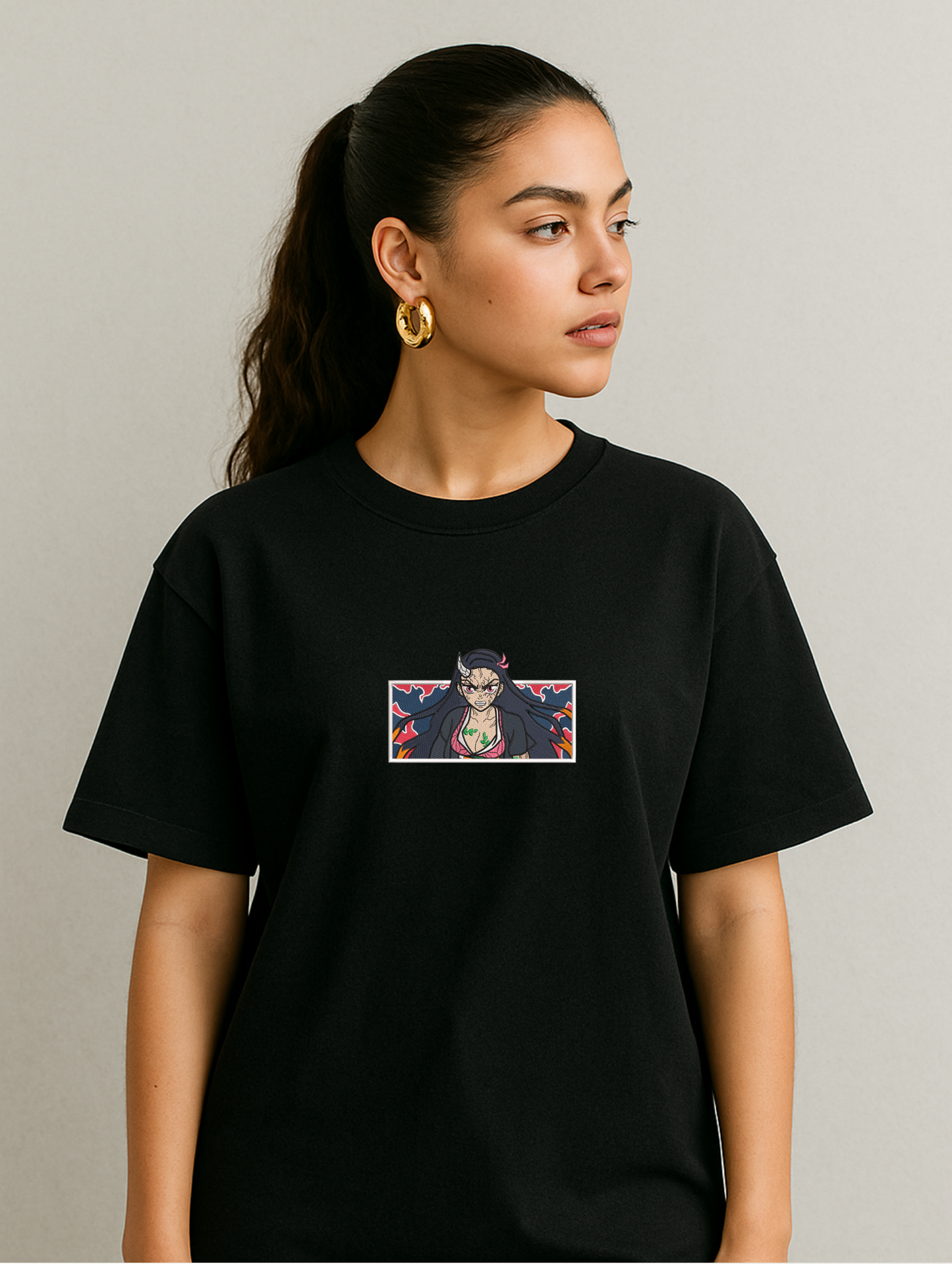 NEZUKO EMBROIDERED OVERSIZED UNISEX TSHIRT