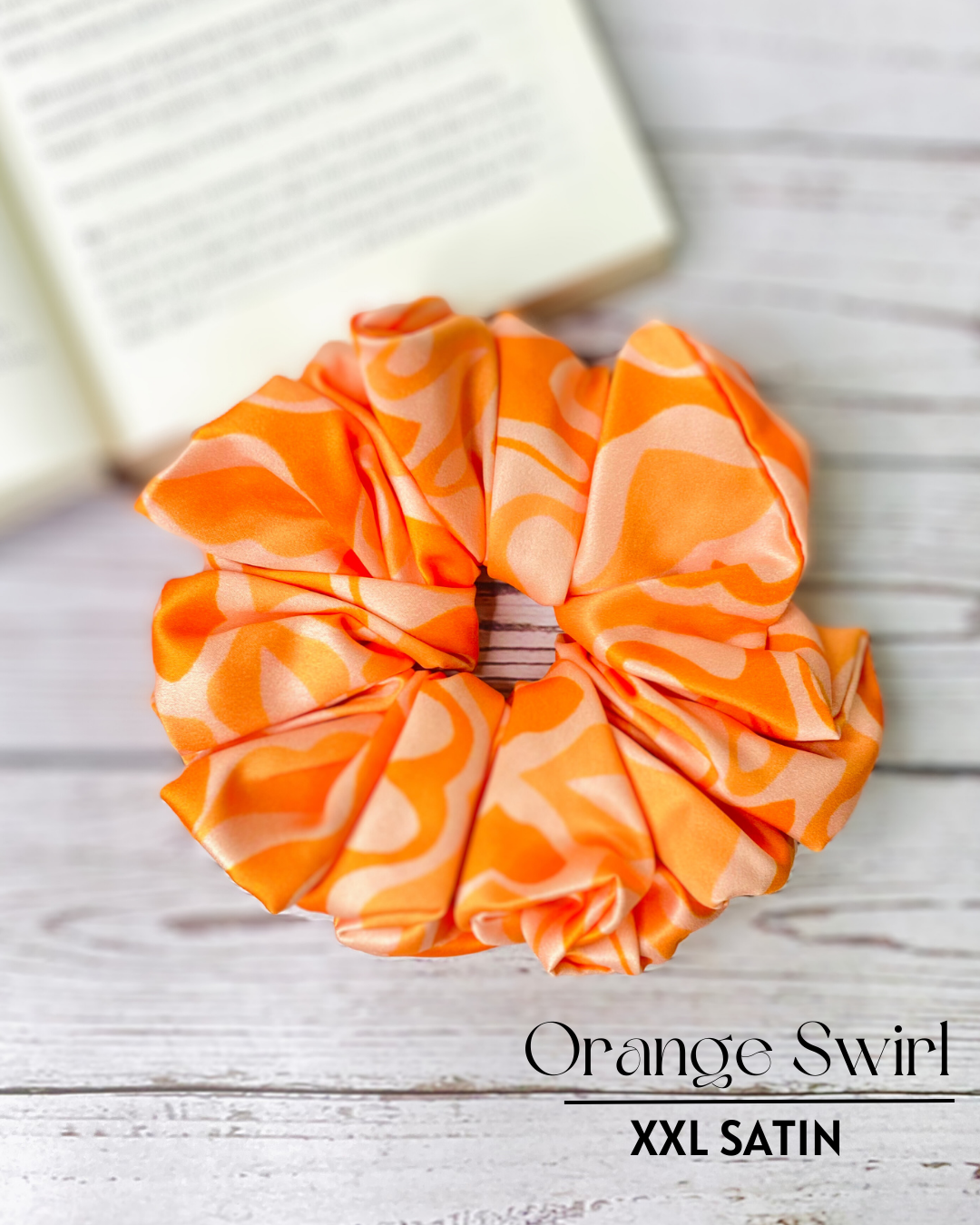 ORANGE SWIRL  - PREMIUM SATIN HAIR SCRUNCHIE