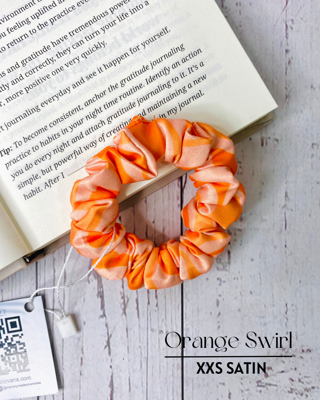 ORANGE SWIRL  - PREMIUM SATIN HAIR SCRUNCHIE