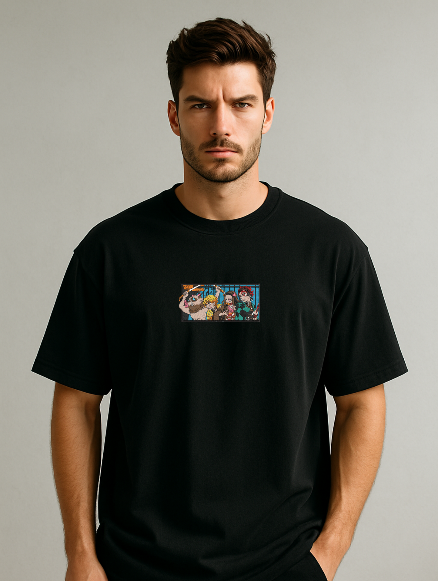 DEMONSLAYER GANG EMBROIDERED OVERSIZED UNISEX TSHIRT