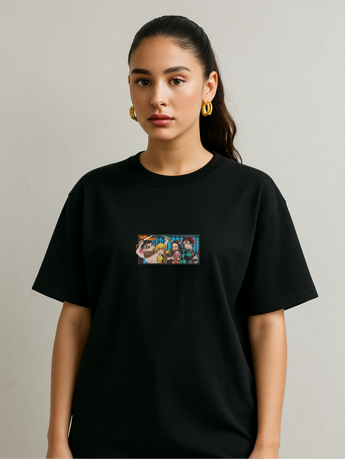 DEMONSLAYER GANG EMBROIDERED OVERSIZED UNISEX TSHIRT