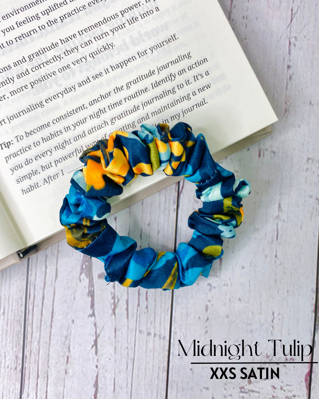 MIDNIGHT BLOOM  - PREMIUM SATIN HAIR SCRUNCHIE