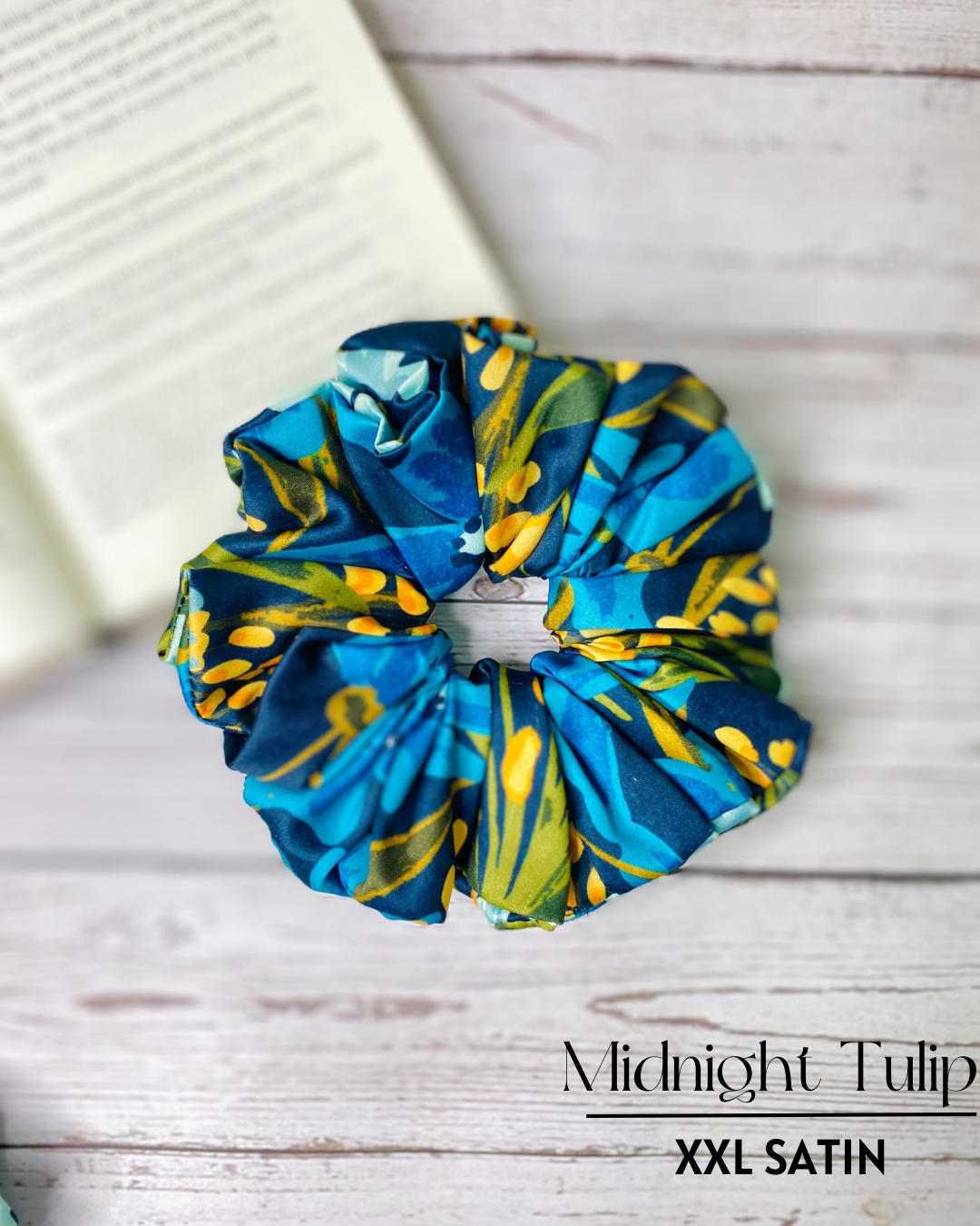 MIDNIGHT BLOOM  - PREMIUM SATIN HAIR SCRUNCHIE