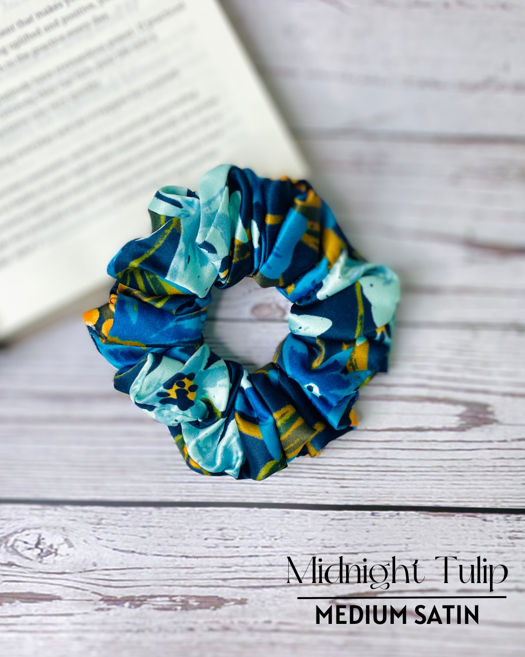 MIDNIGHT BLOOM  - PREMIUM SATIN HAIR SCRUNCHIE