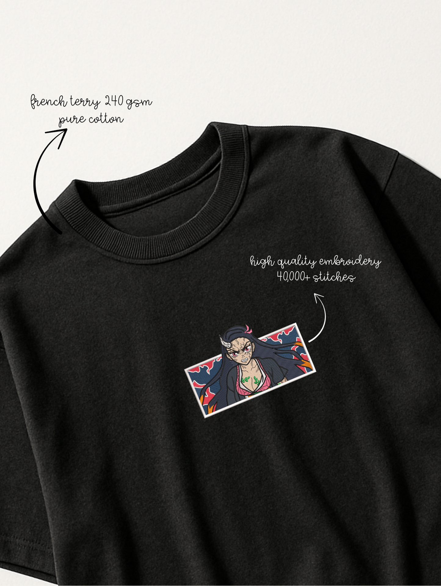 NEZUKO EMBROIDERED OVERSIZED UNISEX TSHIRT