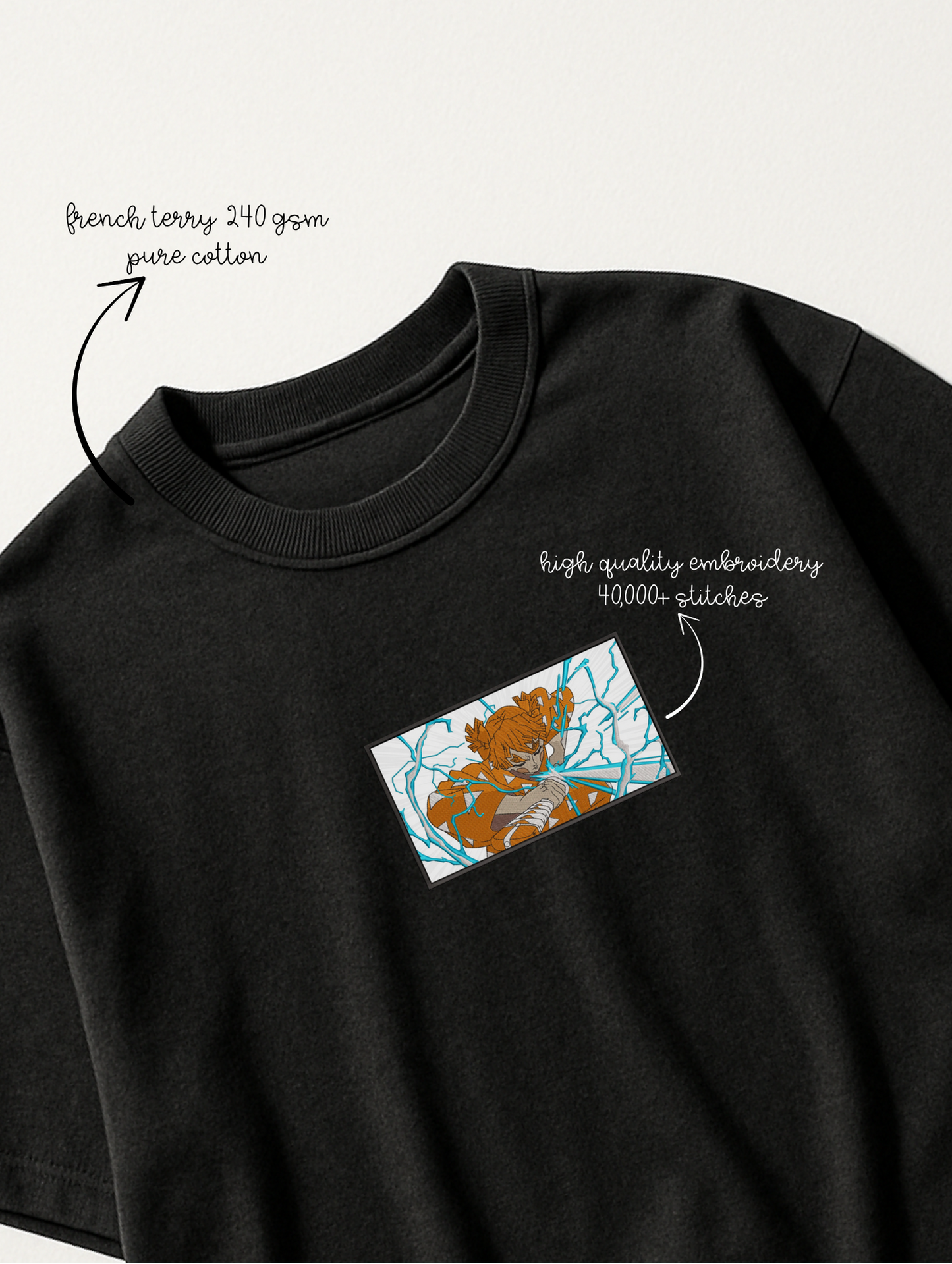 ZENITSU EMBROIDERED OVERSIZED UNISEX TSHIRT