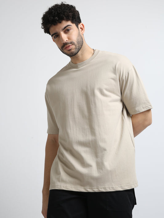 BEIGE - SOLID OVERSIZED TSHIRT