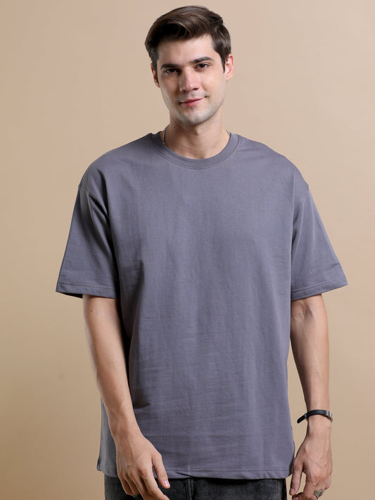 STEEL GREY  - SOLID OVERSIZED TSHIRT