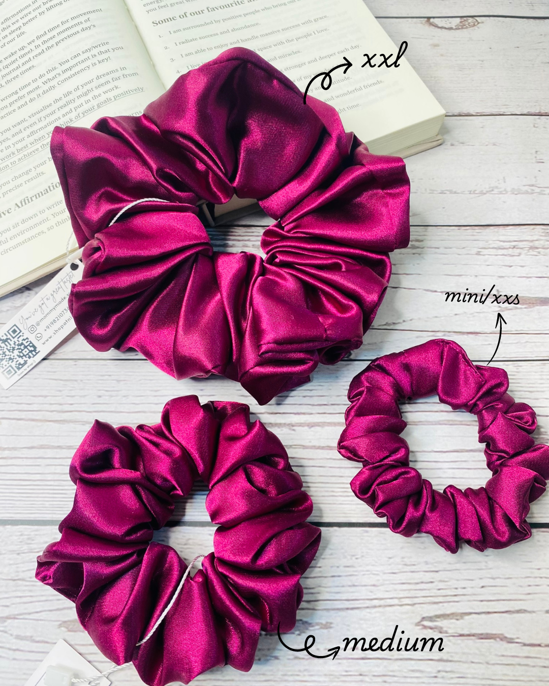 ROSE SOLID PREMIUM SATIN SCRUNCHIES