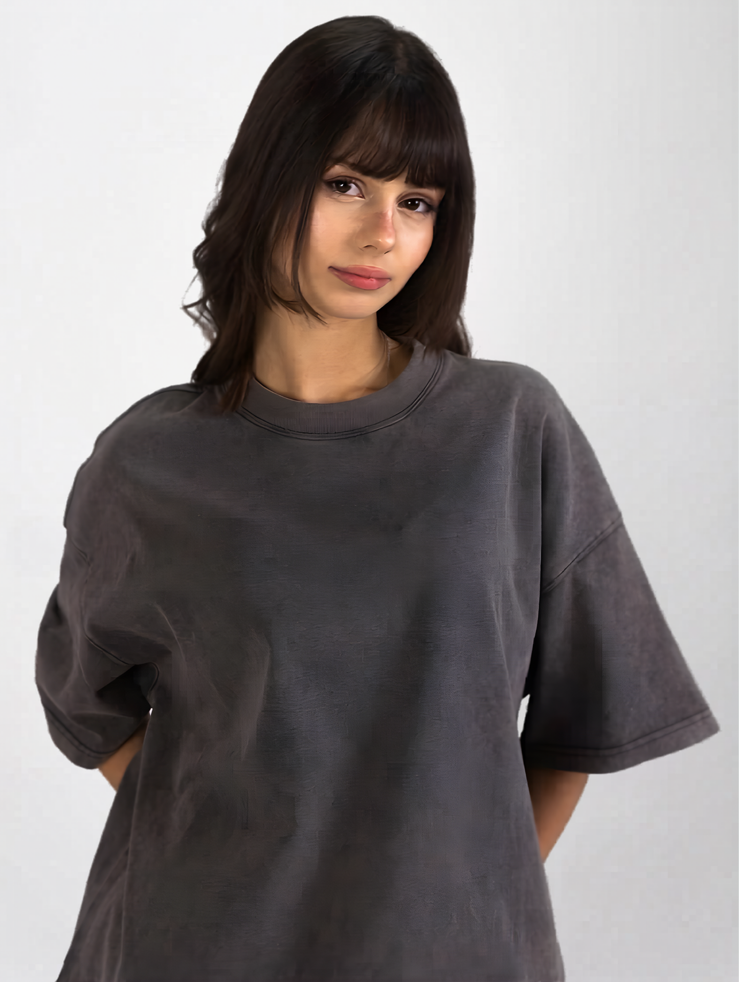 STEEL GREY  - SOLID OVERSIZED TSHIRT