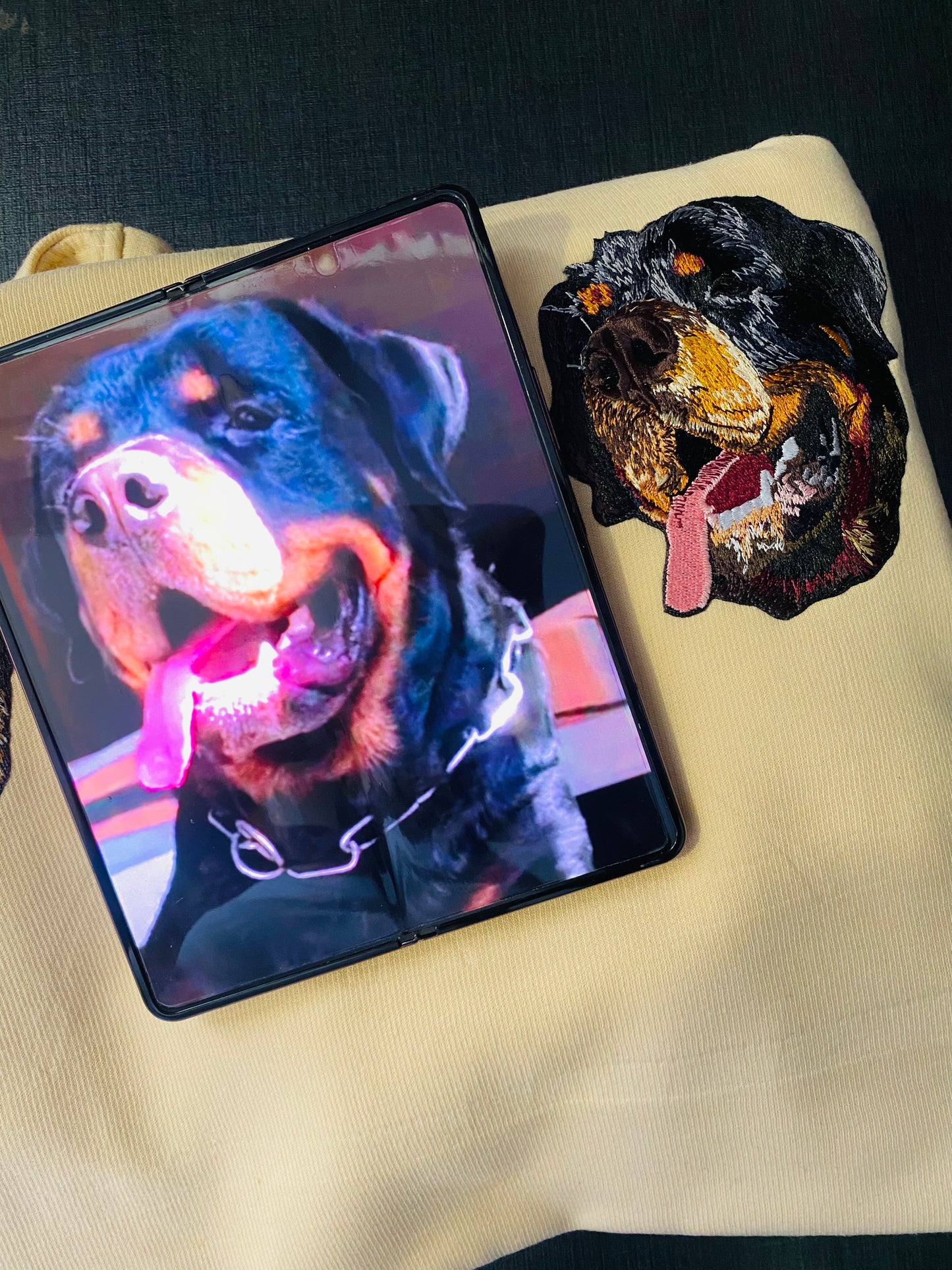CUSTOM PET EMBROIDERY ON HOODIE/SWEATSHIRT (3 PET FACES)