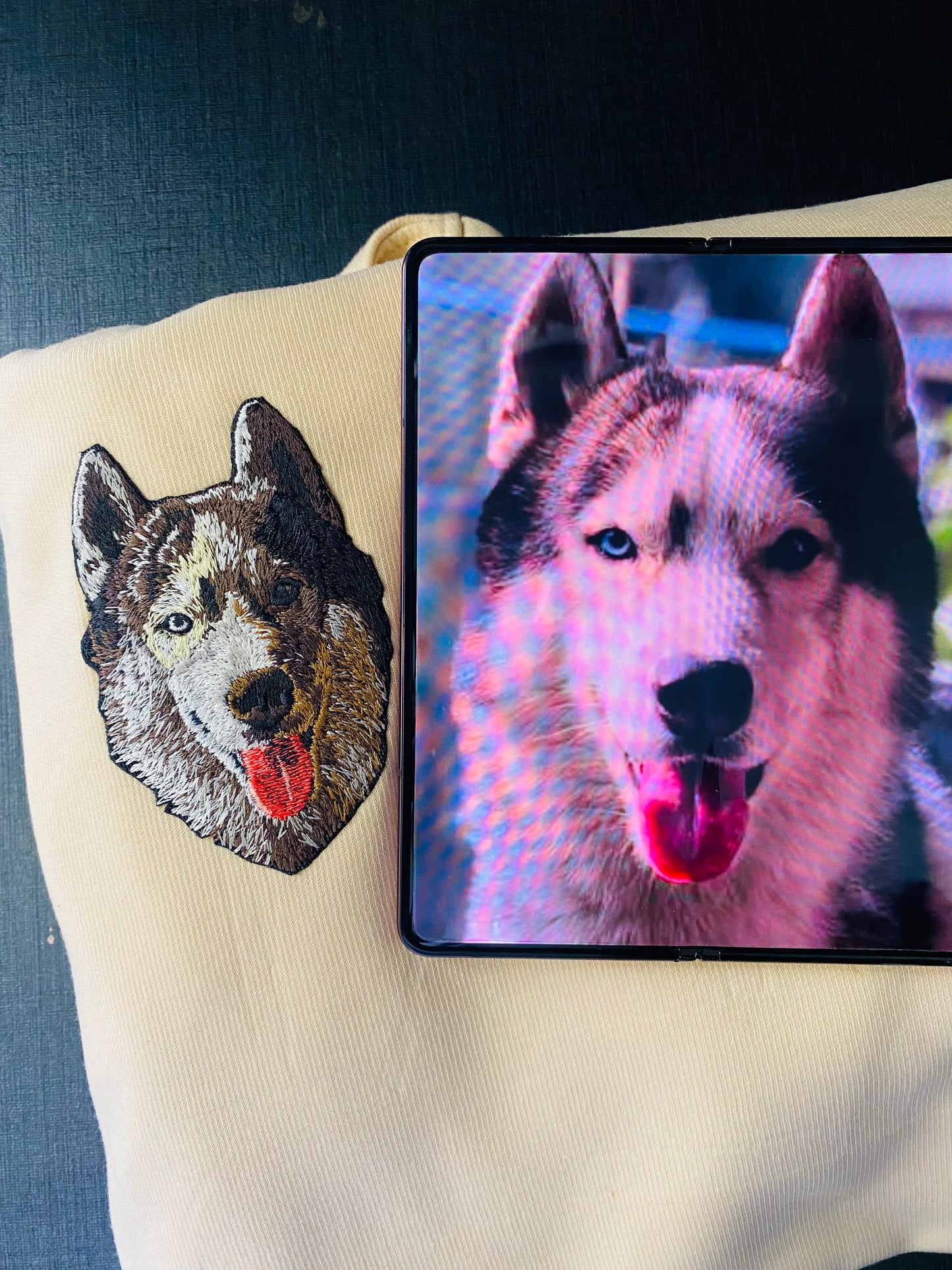 CUSTOM PET EMBROIDERY ON HOODIE/SWEATSHIRT (3 PET FACES)