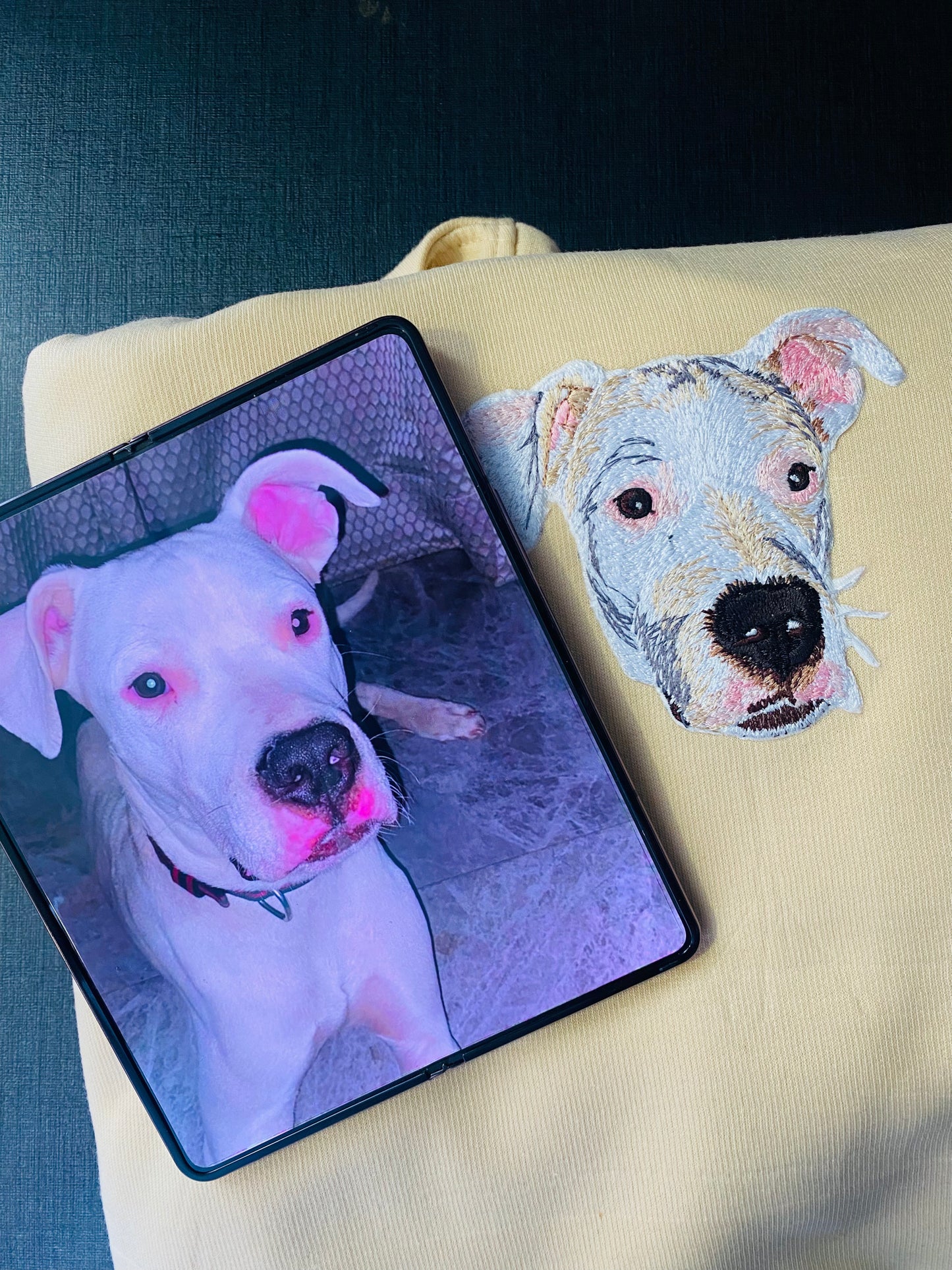 CUSTOM PET EMBROIDERY ON HOODIE/SWEATSHIRT (3 PET FACES)