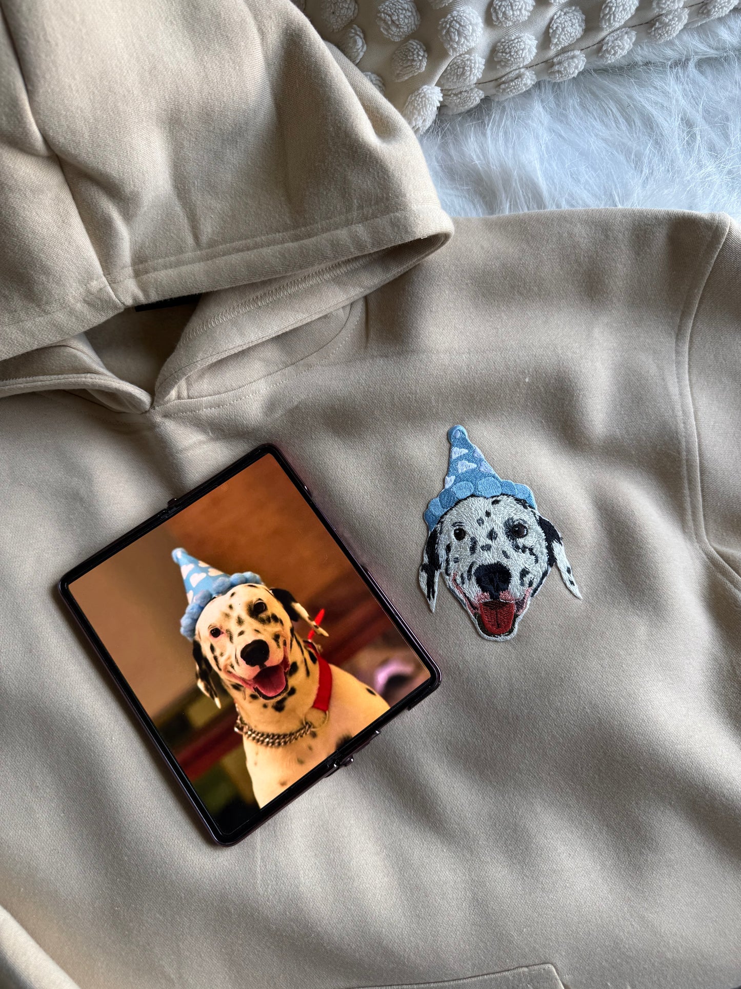 CUSTOM PET EMBROIDERY ON HOODIE/SWEATSHIRT (2 PET FACES)
