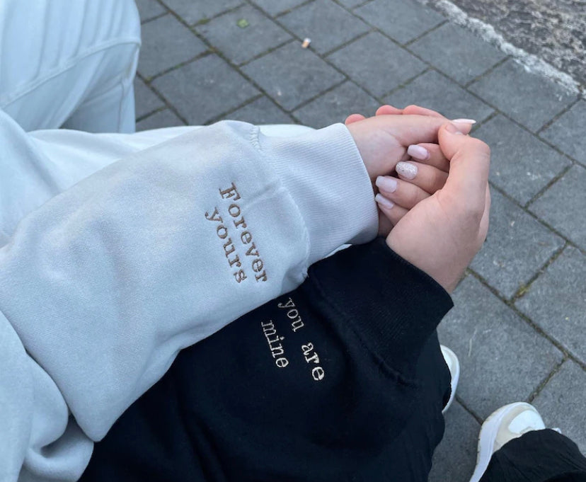 COUPLE EMBROIDERED SWEATSHIRT/ HOODIE - SLEEVE CUSTOM EMBROIDERY